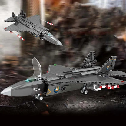 Military MOC FC-31 Fighter Aircraft Jet Bricks Toy