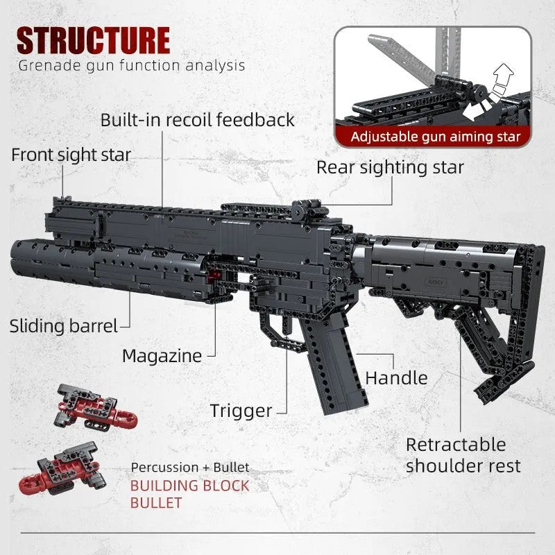 MOC Military Motorized Grenade Launcher Gun Bricks Toy 14014
