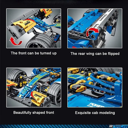 MOC Tech Blue Alternate F1 Racing Car Bricks Toy 023007