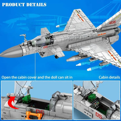 Military Aircraft MOC J-10B Fighter Jet Bricks Toys