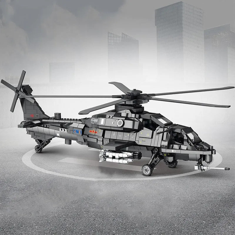 MOC Military WZ-10 Gunship Attack Helicopter Bricks Toy