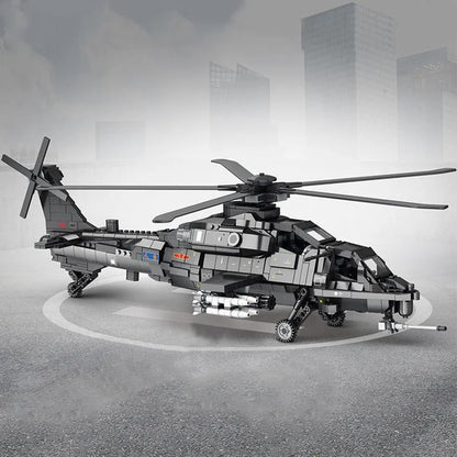 MOC Military WZ-10 Gunship Attack Helicopter Bricks Toy