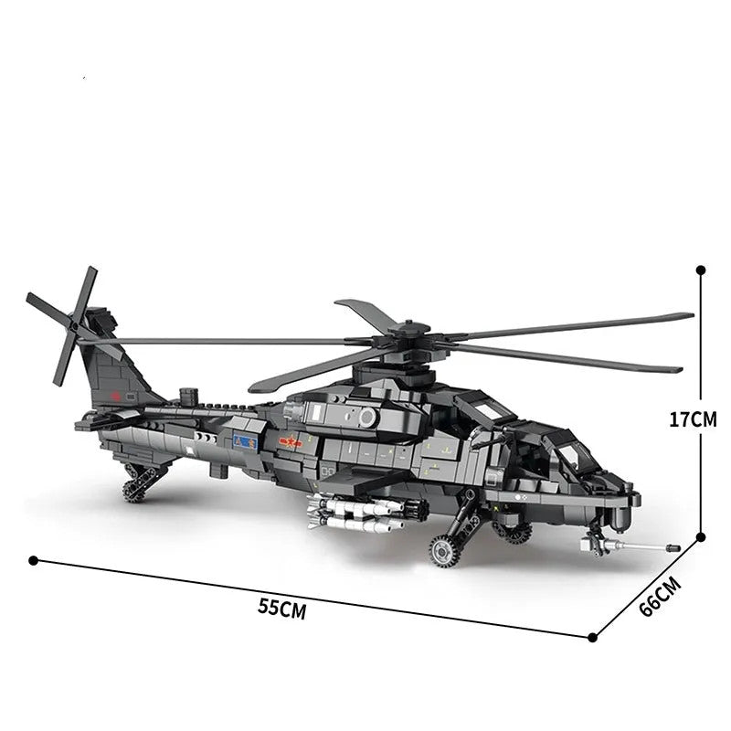 MOC Military WZ-10 Gunship Attack Helicopter Bricks Toy