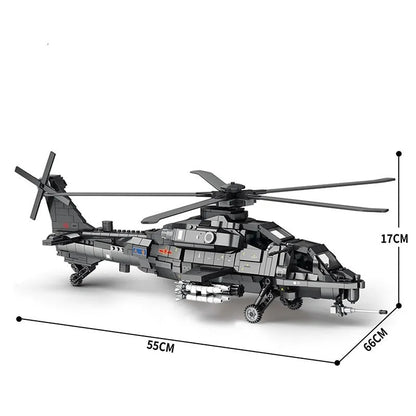 MOC Military WZ-10 Gunship Attack Helicopter Bricks Toy