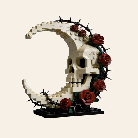 NEW Crescent Moon Skull Building Blocks Set Model Adults MOC Halloween Decor