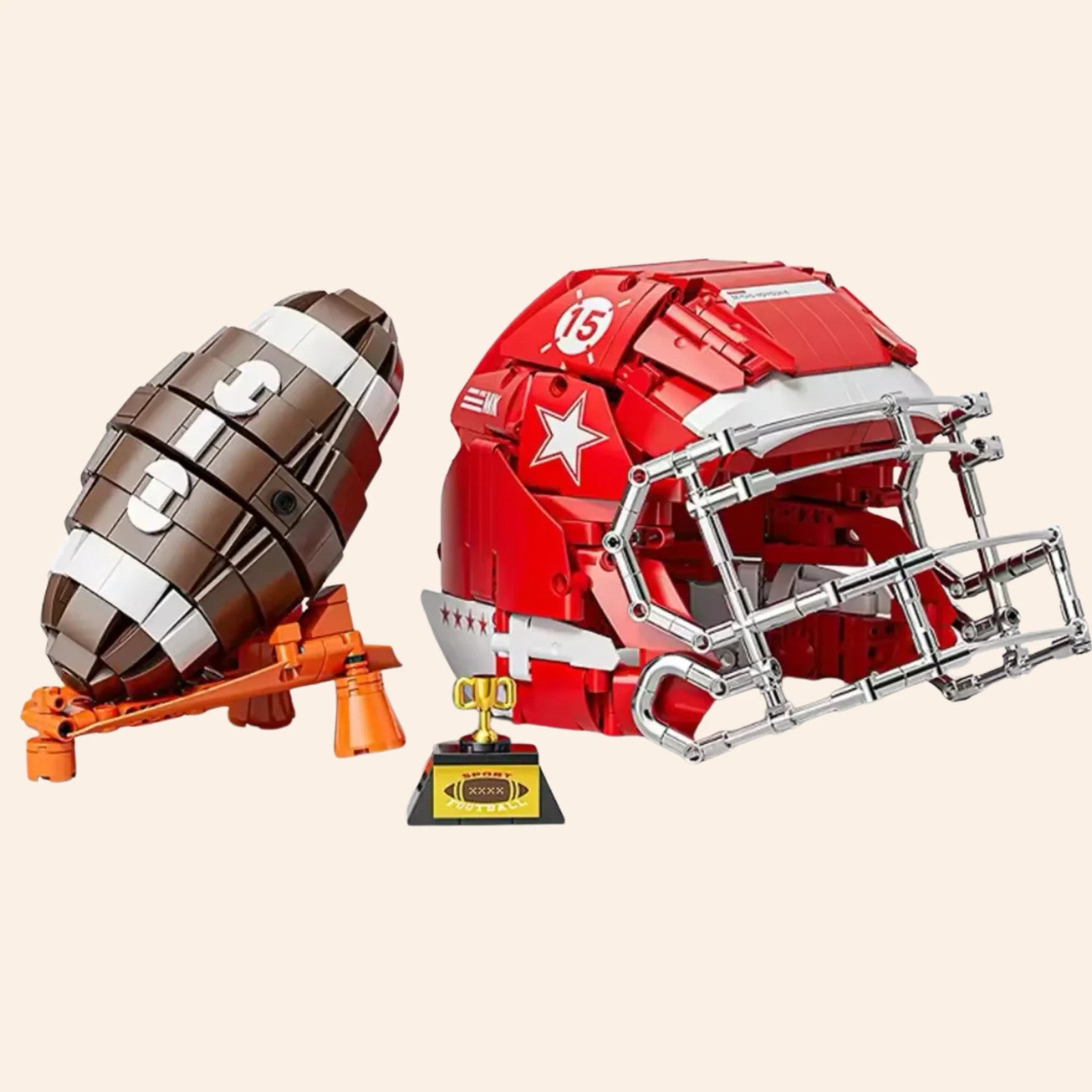 NEW Football Display Building Blocks Set Model Adults MOC Sports Memorabilia
