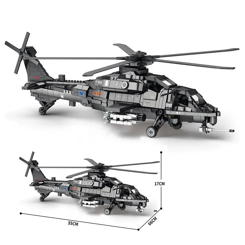 MOC Military WZ-10 Gunship Attack Helicopter Bricks Toy