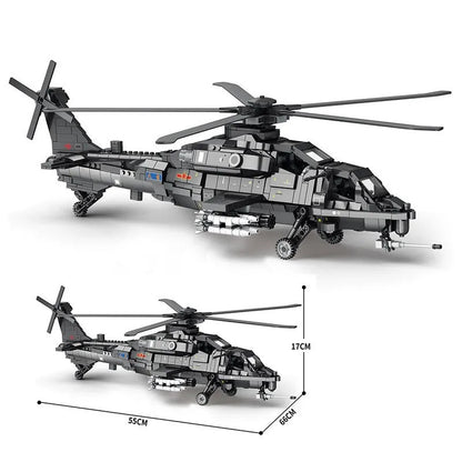 MOC Military WZ-10 Gunship Attack Helicopter Bricks Toy