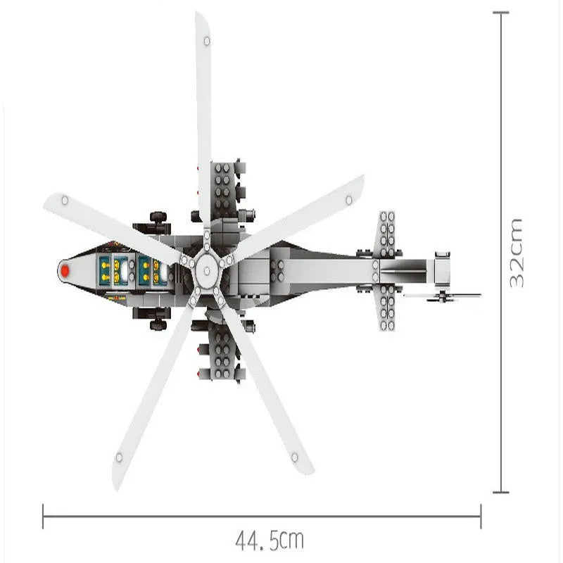 MOC Military WZ-10 Gunship Helicopter Bricks Kids Toys