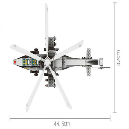 MOC Military WZ-10 Gunship Helicopter Bricks Kids Toys