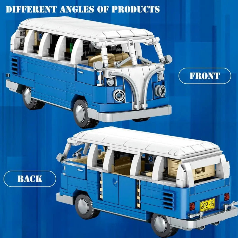 MOC Vintage Camper Bus Retro Car Bricks Toys 701810
