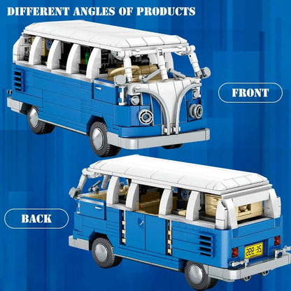MOC Vintage Camper Bus Retro Car Bricks Toys 701810