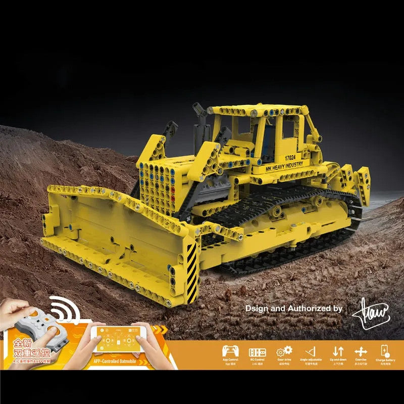 Tech MOC APP Bulldozer RC Caterpillar D8K Bricks Toy 17024