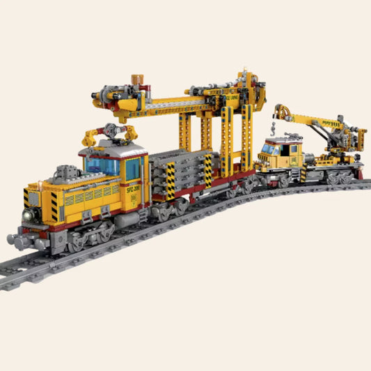 NEW Yellow Locomotive Train Building Blocks Set Model Adults MOC Railway City