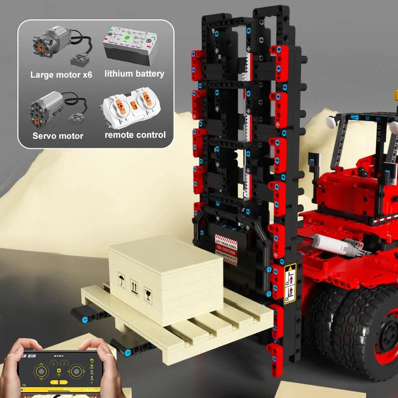 MOC RC APP Motorized Heavy Forklift Truck Bricks Toys
