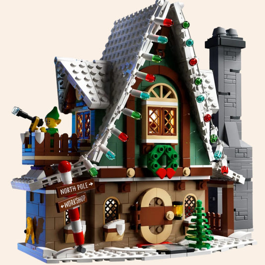 NEW Elf Club House Winter Village Building Blocks Set 1197 pcs Icons Holiday