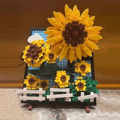 MOC Ideas Sunflowers Helianthus Art Painting Bricks Toy
