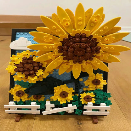 MOC Ideas Sunflowers Helianthus Art Painting Bricks Toy