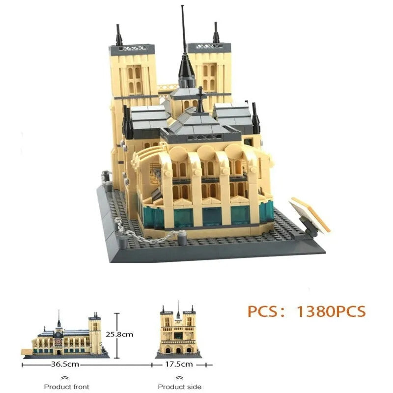 MOC Architecture Paris Notre Dame Cathedral Bricks Toy