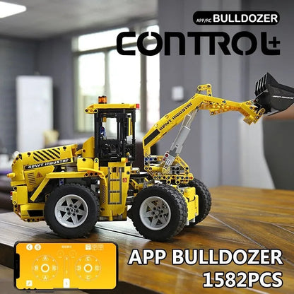 MOC RC Motorized Wheel Front Loader Bulldozer Bricks Toy