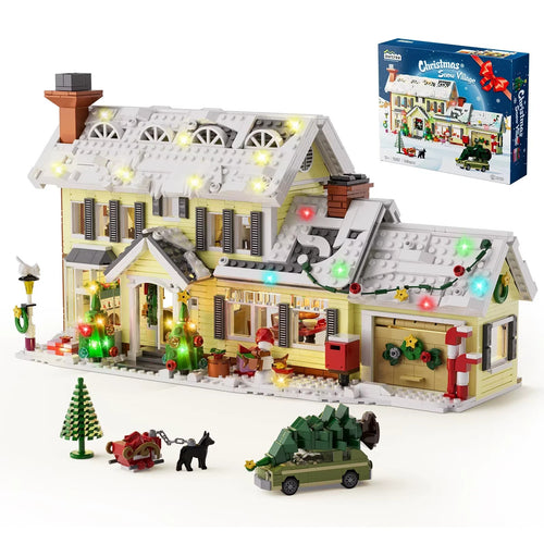 NEW 1484 Pcs Christmas Holiday Snow Village House Building Block Set