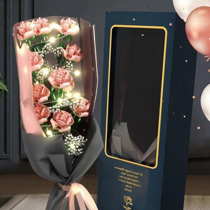 MOC Romantic Roses Bouquet Flower Pot Bricks Kids Toys