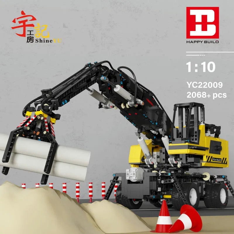 Tech MOC RC APP Motorized Grabber Crane Truck Bricks Toy