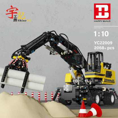 Tech MOC RC APP Motorized Grabber Crane Truck Bricks Toy
