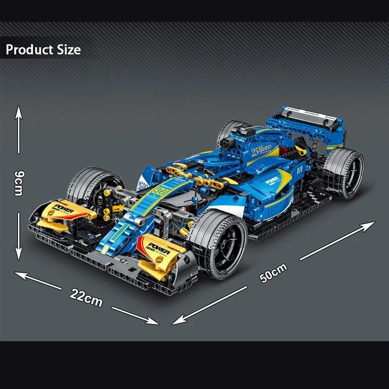 MOC Tech Blue Alternate F1 Racing Car Bricks Toy 023007