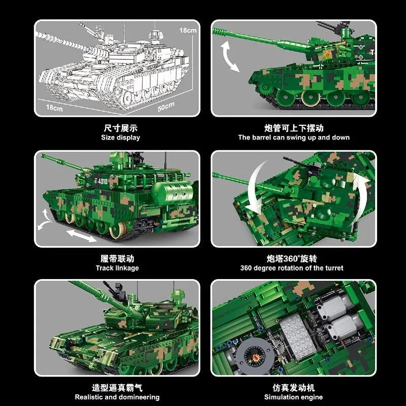 Military MOC 99A WW2 Main Battle Tank Bricks Toys