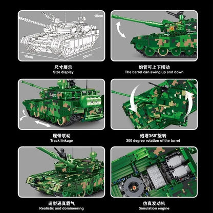 Military MOC 99A WW2 Main Battle Tank Bricks Toys