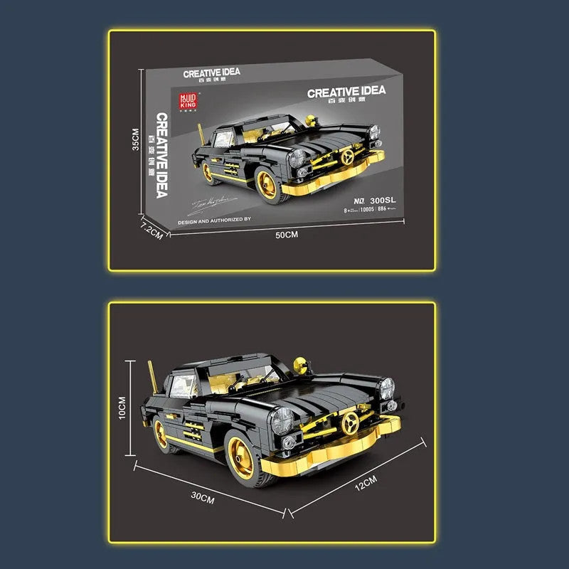 MOC Classic Mercedes Benz 300SL Gullwing Sports Car Bricks Toy