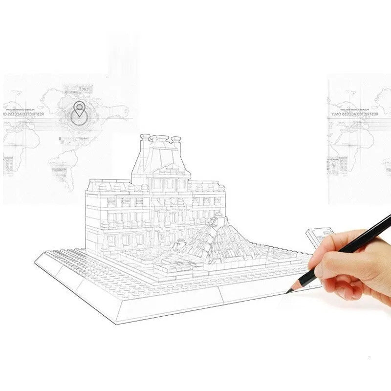 MOC Architecture City Paris The Louvre Bricks Kids Toys