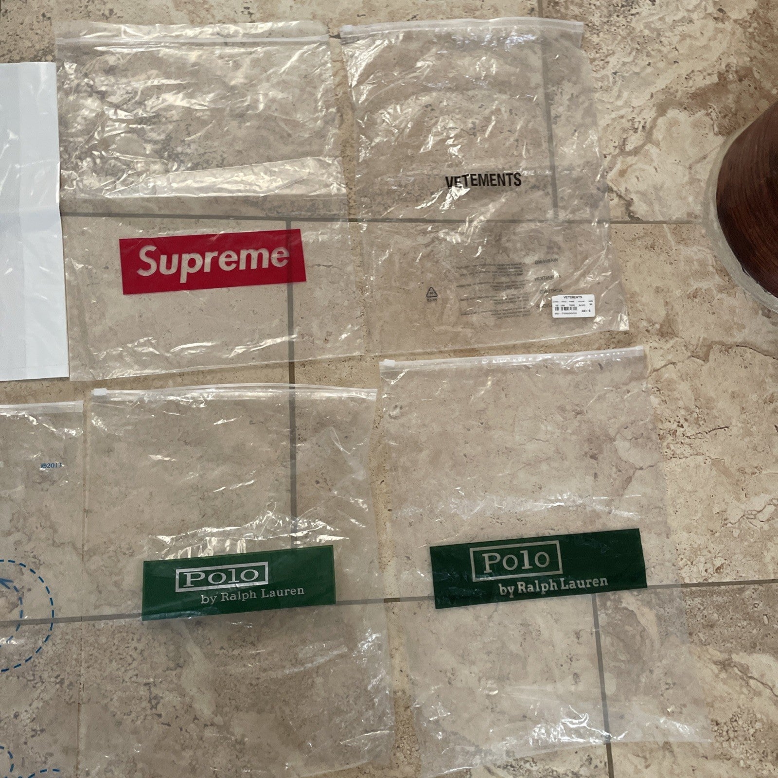 Designer Clothing Bags (Polo Ralph Lauren, Supreme, Lacoste, Off White, Etc.)