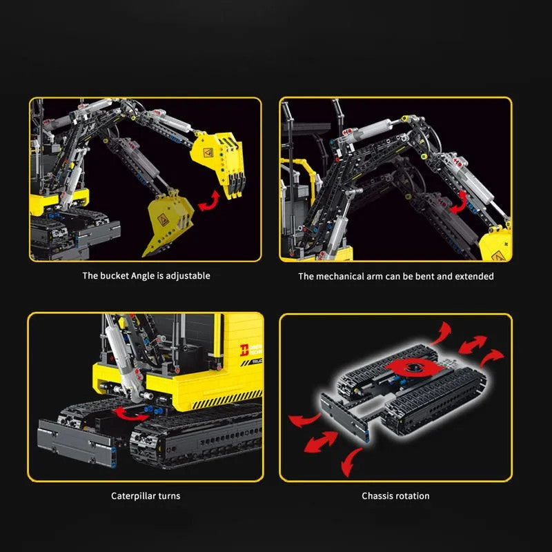 MOC APP Motorized RC Mini Excavator Truck Bricks Toys