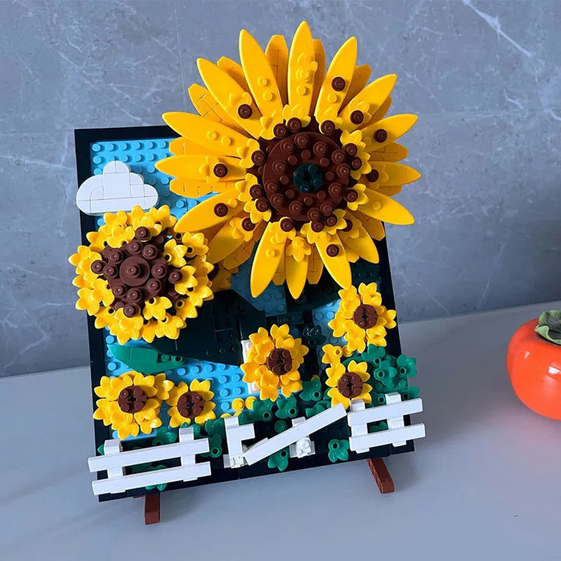 MOC Ideas Sunflowers Helianthus Art Painting Bricks Toy