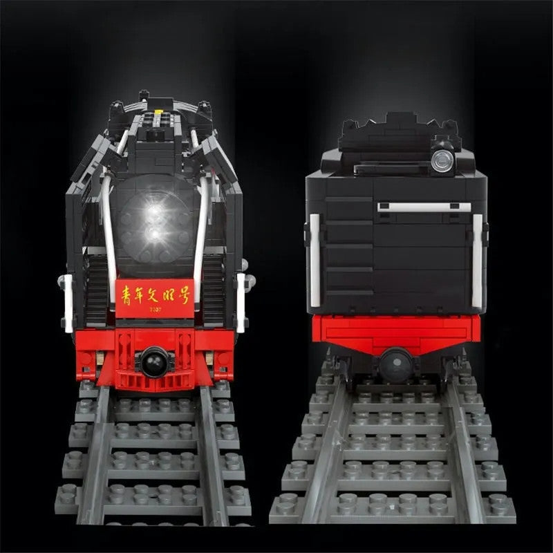 MOC APP Motorized RC QJ Steam Locomotive Train Bricks Toy