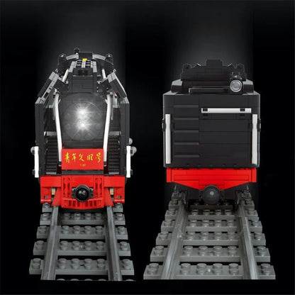 MOC APP Motorized RC QJ Steam Locomotive Train Bricks Toy