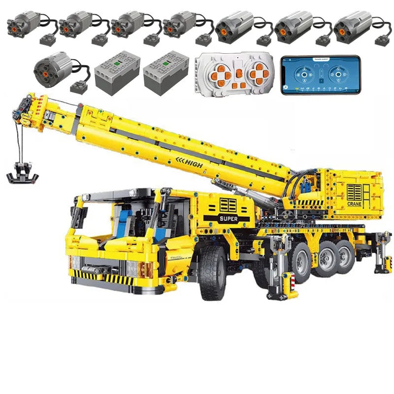 MOC RC Motorized Heavy Lift Crane Truck Bricks Toy T4004