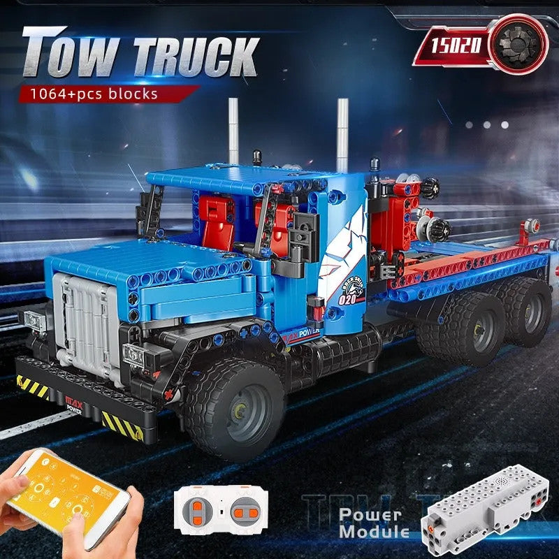 MOC 15020 Tech RC City Rescue Tow Service Truck Bricks Toy