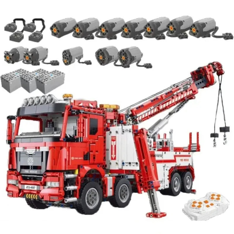 MOC RC APP Heavy Fire Rescue Truck Bricks Toys