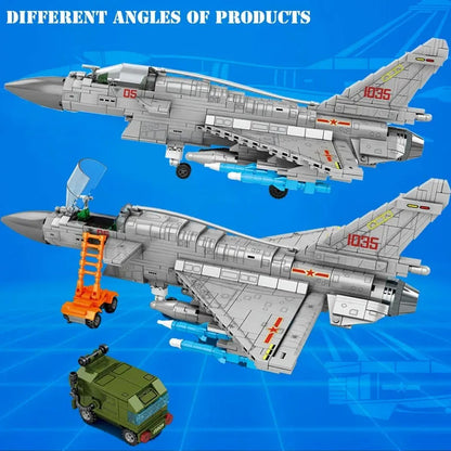Military Aircraft MOC J-10B Fighter Jet Bricks Toys