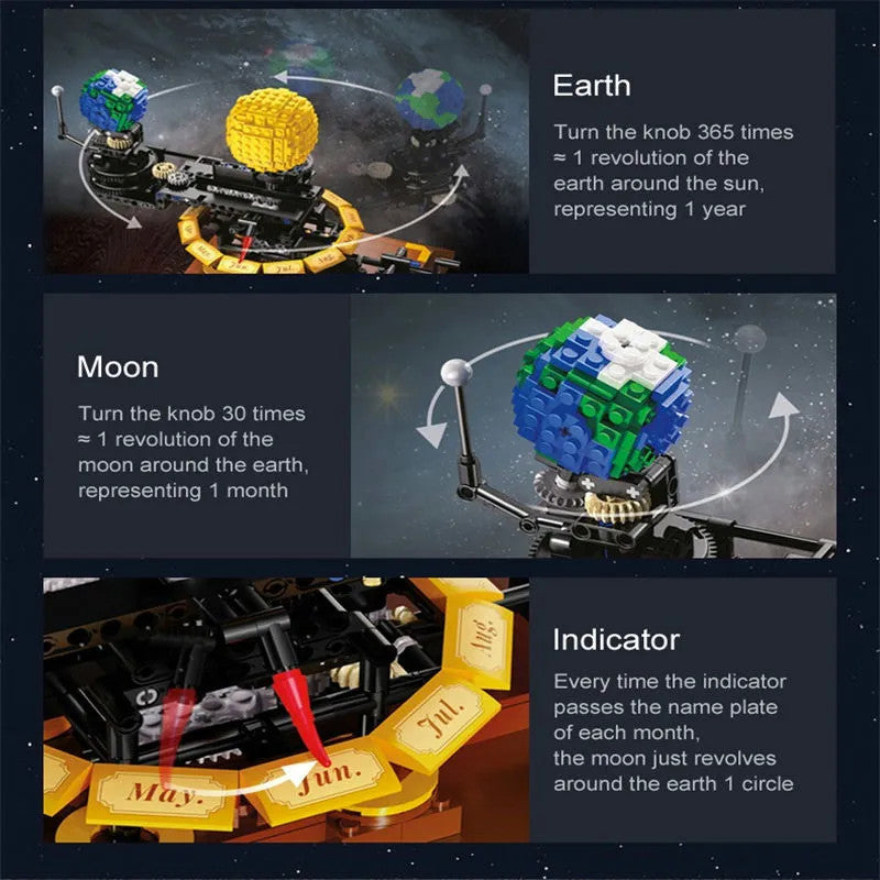 MOC The Solar System Earth Sun Clock Bricks Toys