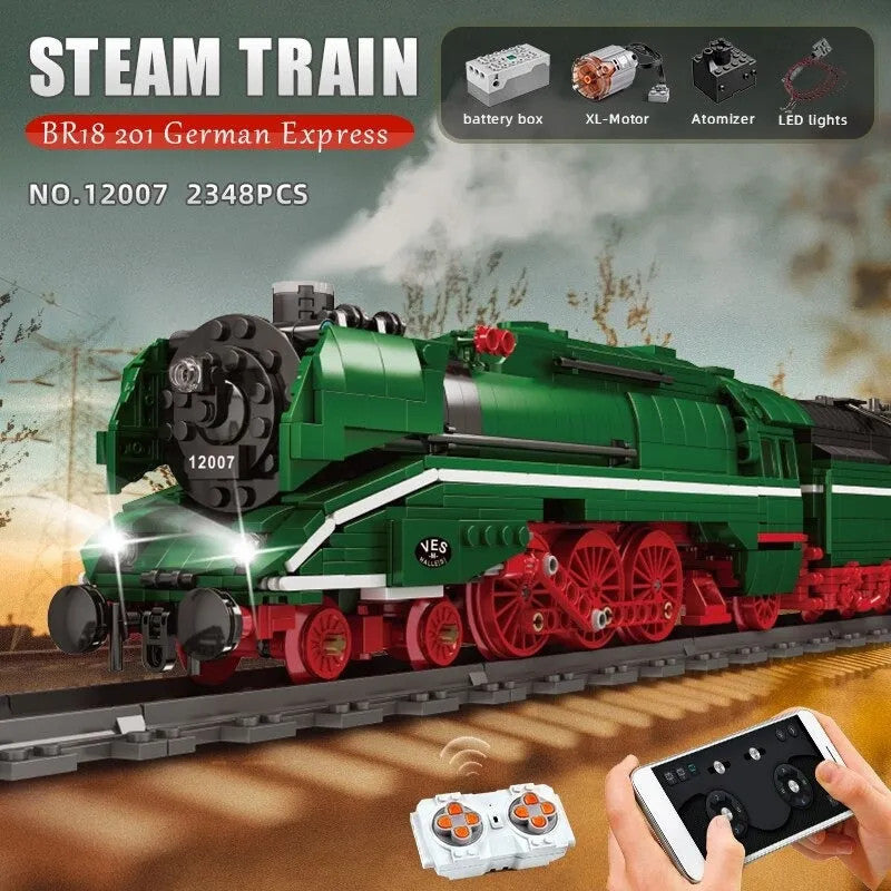 MOC APP Motorized RC BR18 201 German Express Train Bricks Toy