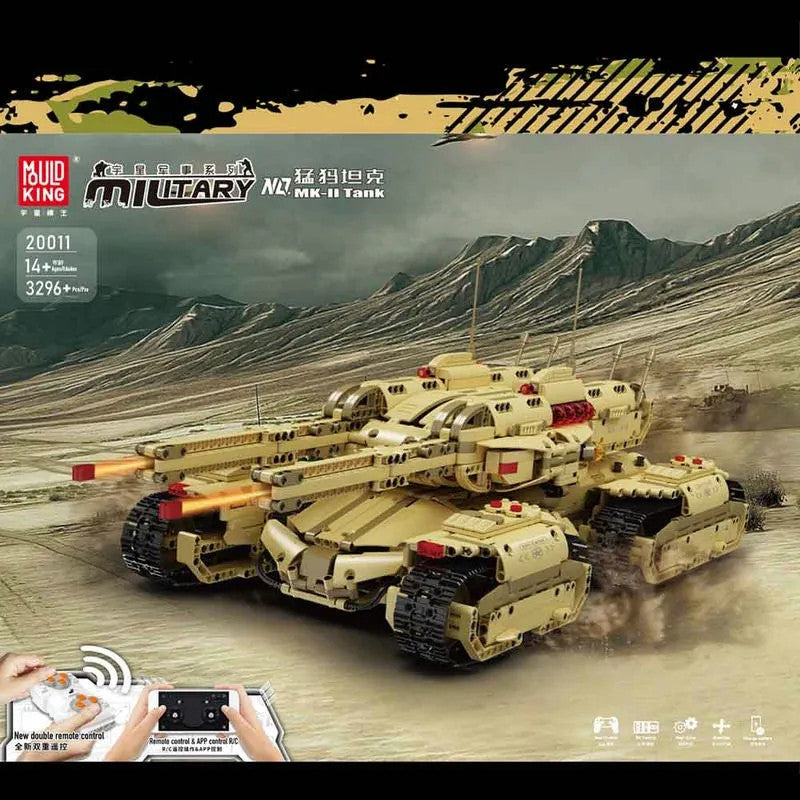 Military MOC Motorized RC Heavy Mammoth Tank Bricks Toy