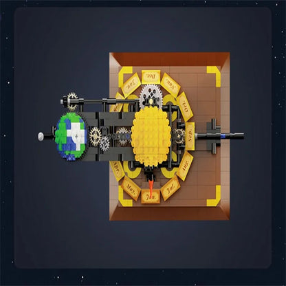 MOC The Solar System Earth Sun Clock Bricks Toys