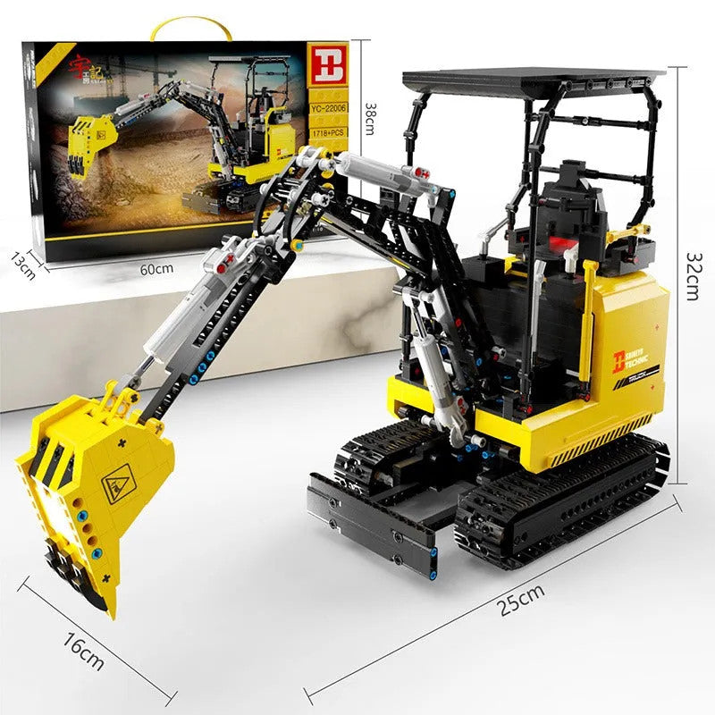 MOC APP Motorized RC Mini Excavator Truck Bricks Toys