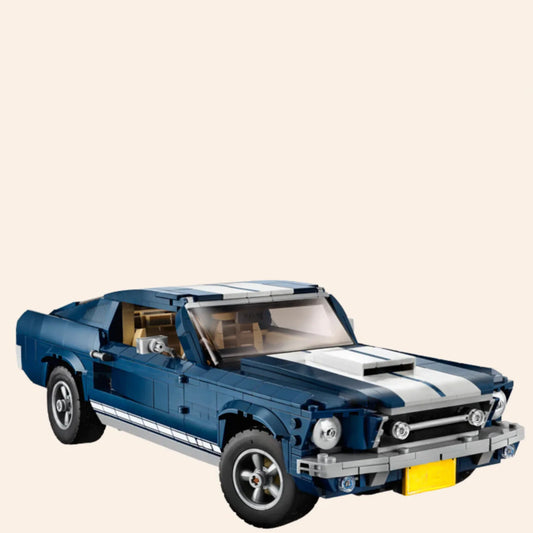 NEW Blue Muscle Car Building Blocks Set Model Adults MOC Classic Mustang Speed