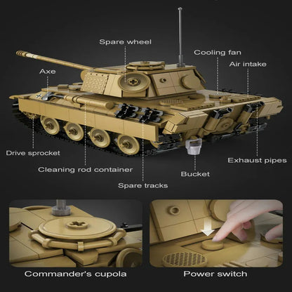Military WW2 RC Motorized Panther Tank Bricks Toy