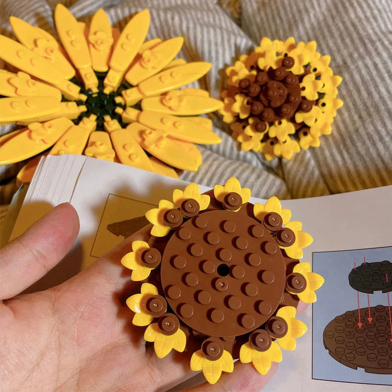 MOC Ideas Sunflowers Helianthus Art Painting Bricks Toy